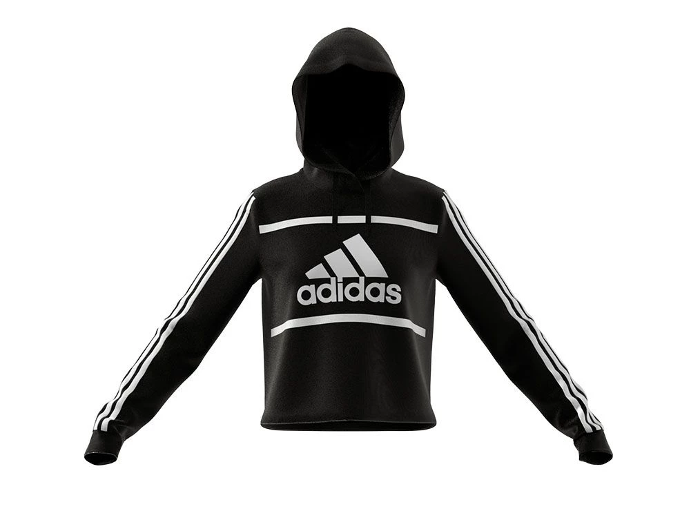 Adidas cropped ash pearl & black womens hoodie top